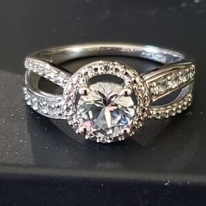 White Sapphire and Sterling Silver Ring